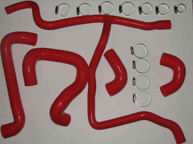 BMW 325i is ix Silicone Radiator Hose Kit E30 M20 engine 1988-1991 (5 hoses  and 11 clamps) - Red